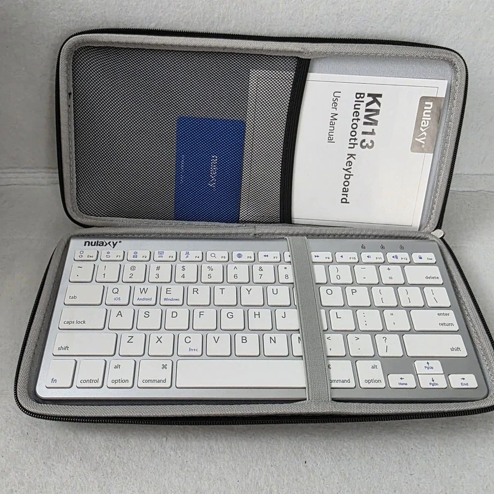 Nulaxy KM13 Bluetooth Keyboard Wireless Silver White with Hermitshell Hard Case